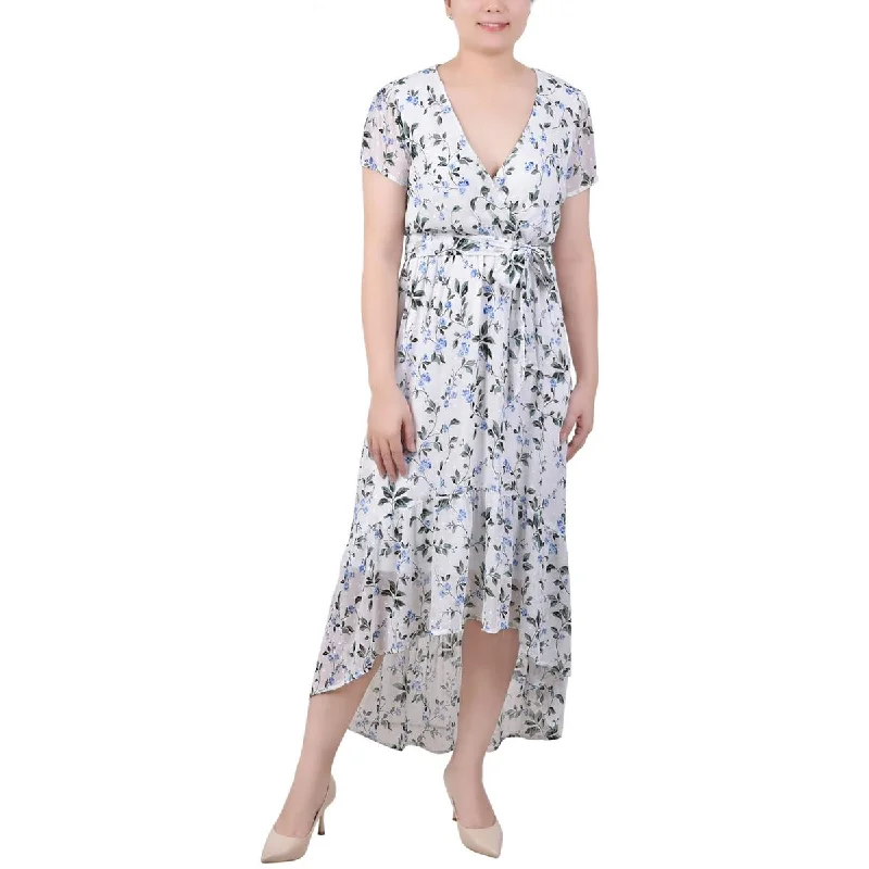 Simple Wear Fits Relaxed Outfits NY Collection Womens Petites Chiffon Handkerchief Hem Maxi Dress