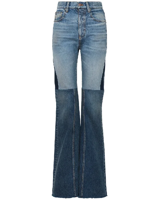 Comfortable Textiles Wear Street Comfortwear Color Block Straight Jean in Blue Two Tone Comfortable Textiles Wear Street Comfortwear Color Block Straight Jean in Blue Two Tone