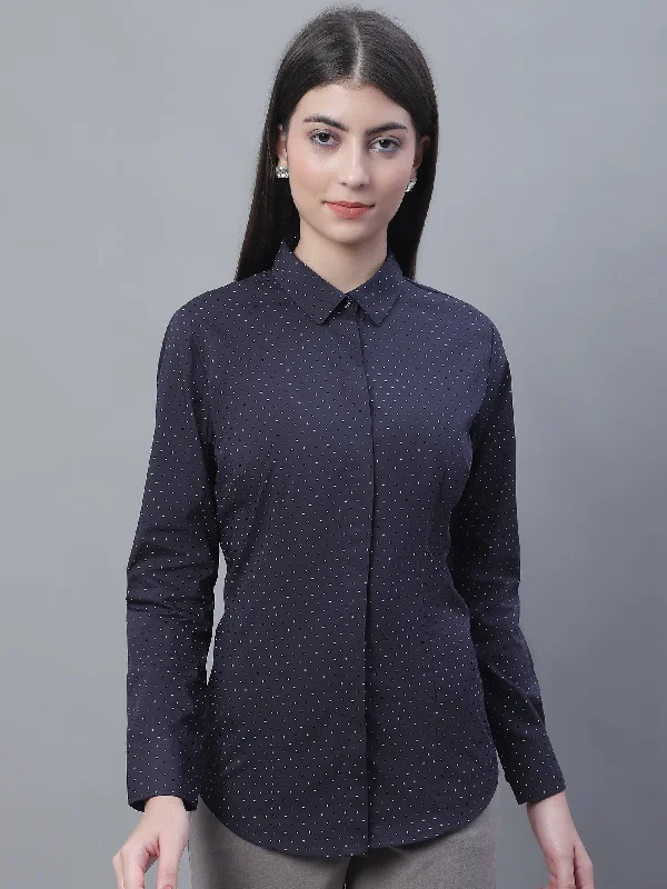 Fashion Layering Pieces Day Comfort Women's Formal Slim Fit Navy Blue Regular Full Sleeve Shirt Fashion Layering Pieces Day Comfort Women's Formal Slim Fit Navy Blue Regular Full Sleeve Shirt