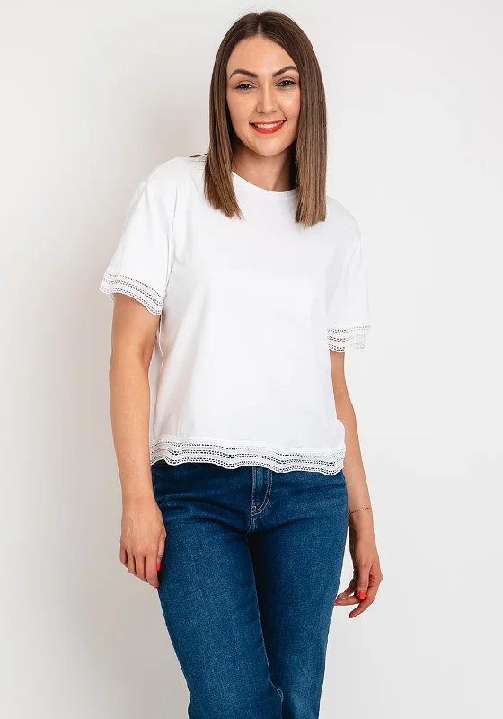 Warm Comfortable Pieces Comfortable Textiles Object Terese Embroidered Trim T-Shirt, Bright White Warm Comfortable Pieces Comfortable Textiles Object Terese Embroidered Trim T-Shirt, Bright White