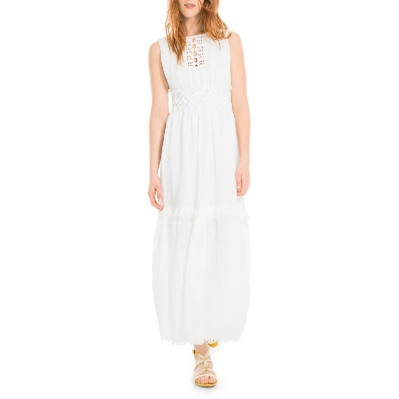 Trendy Warm Looks Street Comfortwear Max Studio Womens Linen Cut-Out Maxi Dress