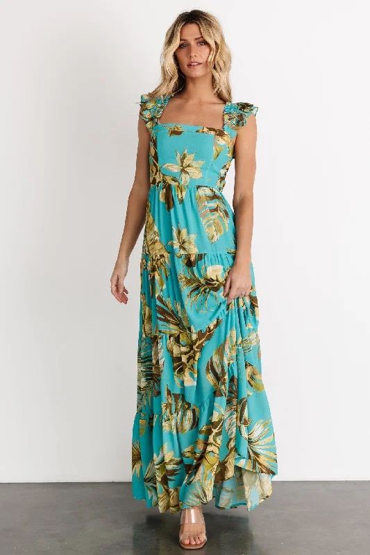 Cozy Looks Relaxed Fit Apparel Encinitas Maxi Dress | Caribbean Blue Print