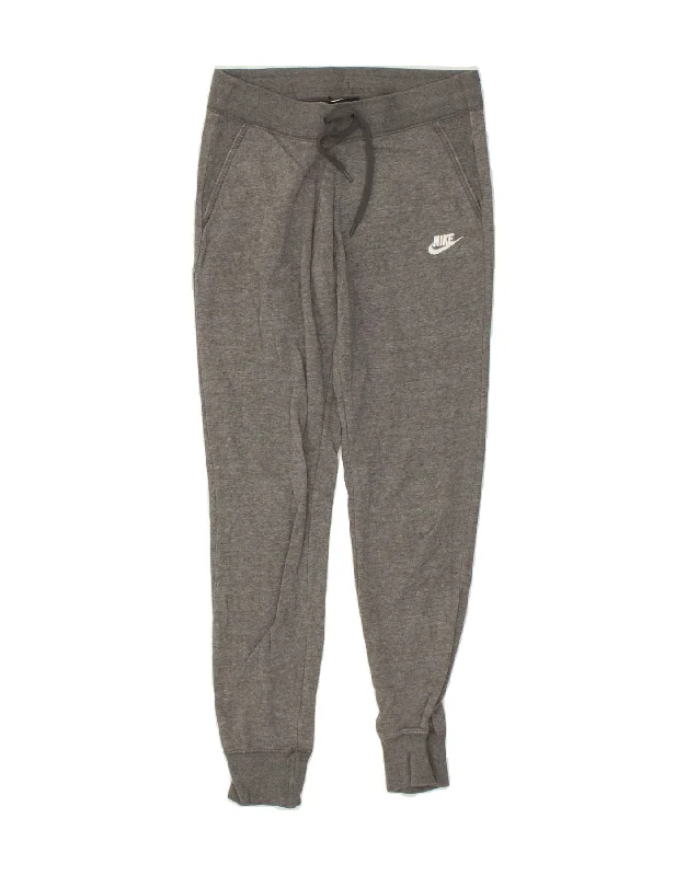 NIKE Womens Tracksuit Trousers Joggers UK 10 Small Grey Cotton