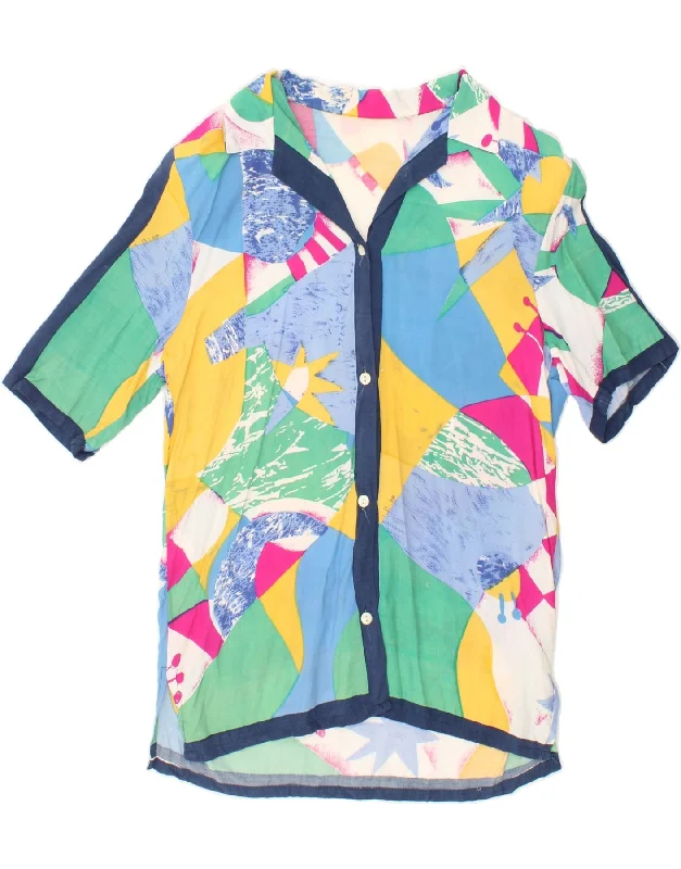 VINTAGE Womens Shirt Blouse UK 14 Medium Multicoloured Colourblock