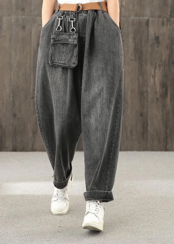 Comfy Daily Outfits Budget Comfort Washed denim black autumn casual trousers loose harem pants Comfy Daily Outfits Budget Comfort Washed denim black autumn casual trousers loose harem pants