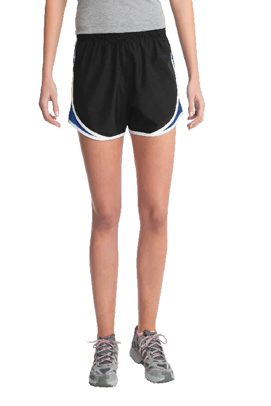 Effortless Wear Fits Daily Chic Sport-Tek Womens Cadence Moisture Wicking Shorts - Black/True Royal Blue/White Effortless Wear Fits Daily Chic Sport-Tek Womens Cadence Moisture Wicking Shorts - Black/True Royal Blue/White