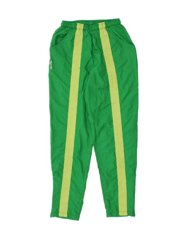 ELLESSE Womens Tracksuit Trousers IT 44 Medium Green Colourblock Polyester