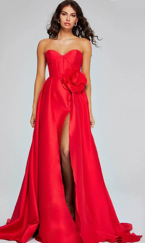 Smart Fashionwear Street Comfort Jovani 40826 - Pleated Overskirt Strapless Evening Gown Smart Fashionwear Street Comfort Jovani 40826 - Pleated Overskirt Strapless Evening Gown