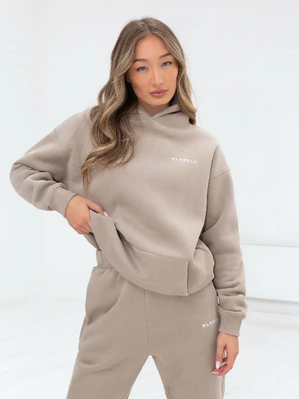 Comfortable Everyday Look Cozy Casuals Series Oversized Hoodie - Washed Khaki
