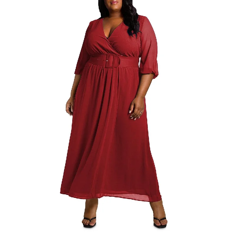 Chic Vibes Fashionable Comforts Poetic Justice Womens Plus Chiffon Surplice Maxi Dress