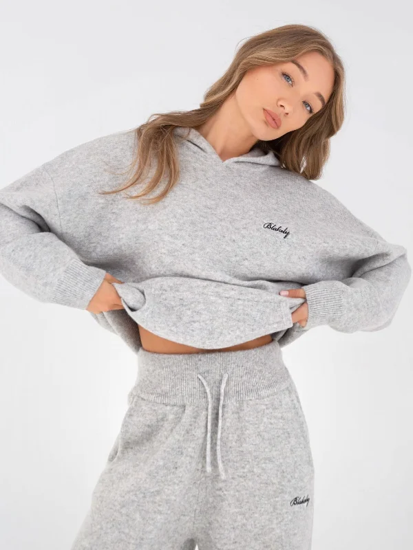 Smart Fashionwear Versatile Comfortwear Oversized Knitted Hoodie - Marl Grey