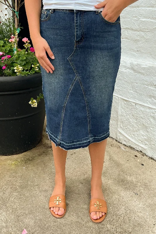 Comfy Fashion Trends Street Chic Maya Denim Skirt in Vintage Wash (Final Sale)