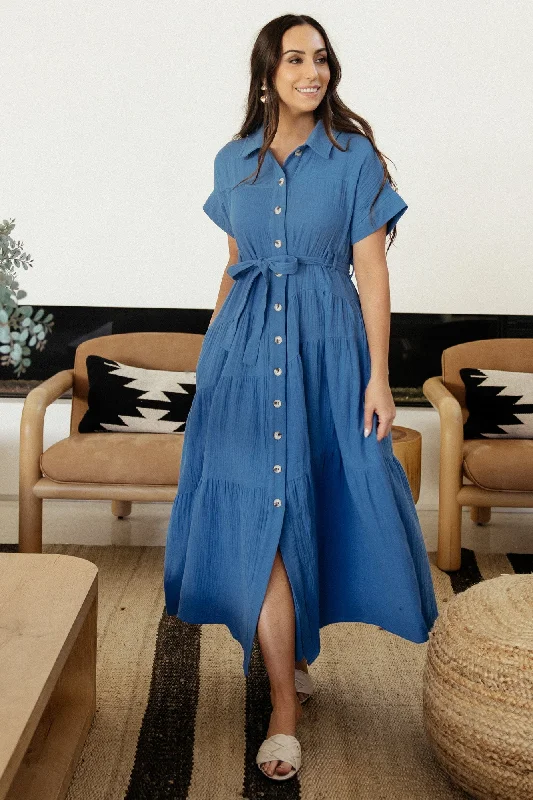 Cozy Day Outfits Day-to-day Fashion Aizey Button Up Maxi Dress | Blue