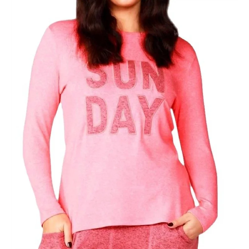 Cozy Fabric Fits Casual Comfort French Kyss - Long Sleeve Sunday Crew Top