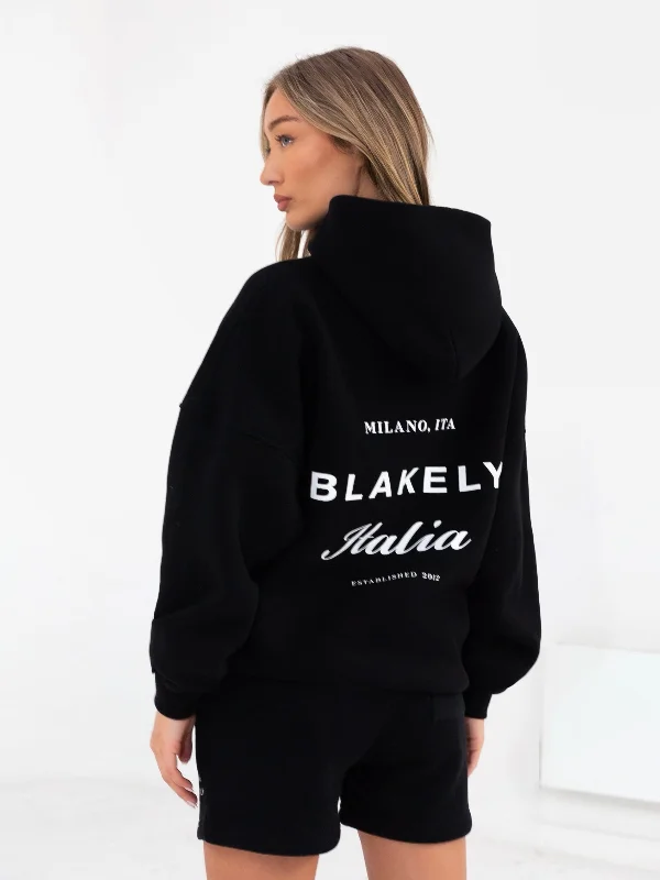 Street Chic Clothing Casual Looks Italia Oversized Hoodie - Black