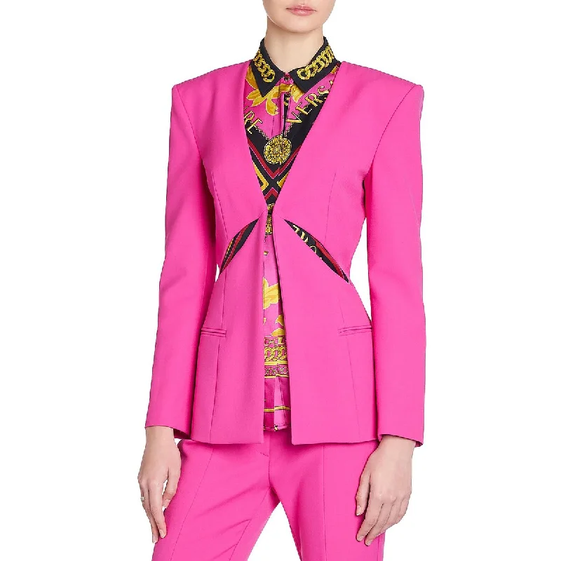 Soft and Cozy Apparel Affordable Outfits Versace Jeans Couture Womens Cut-Out Office One-Button Blazer Soft and Cozy Apparel Affordable Outfits Versace Jeans Couture Womens Cut-Out Office One-Button Blazer