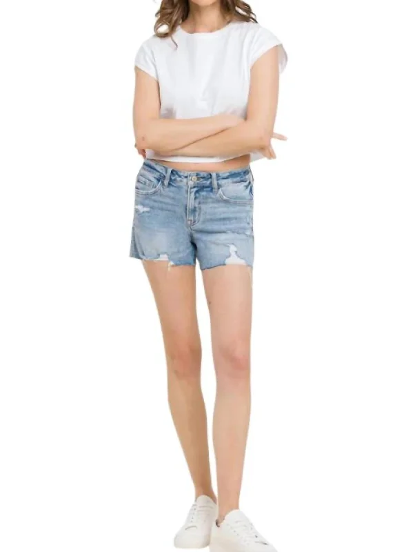 Cozy Fashion Styles Soft Look Mid Rise Holly Shorts - Plus In Light Denim