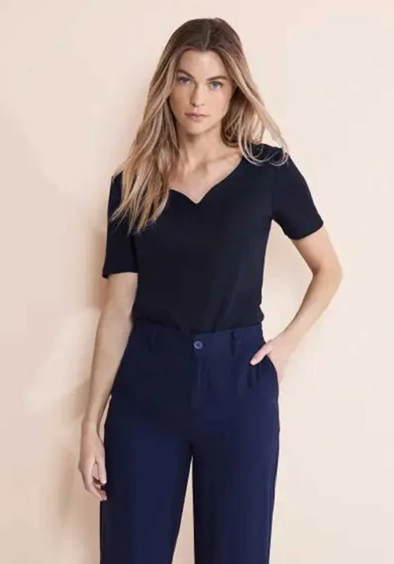 Comfortable Vibes Comfort Trends Street One Heart Neckline Top, Deep Blue