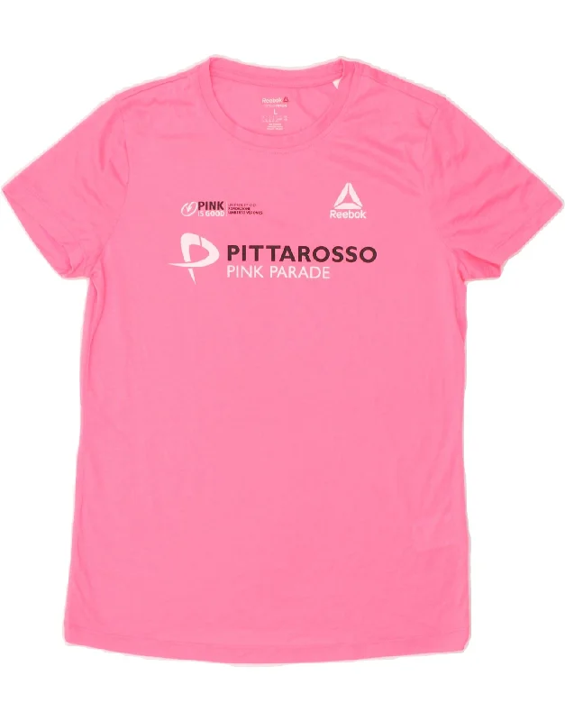 Soft Fabric Choices Comfortable Fits REEBOK Womens Graphic T-Shirt Top UK 14/16 Large Pink Polyester Soft Fabric Choices Comfortable Fits REEBOK Womens Graphic T-Shirt Top UK 14/16 Large Pink Polyester