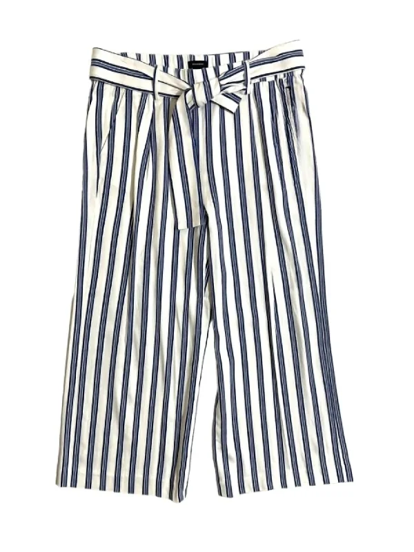 Minimal Fashion Trendy Layers Women's Izzy Striped Waist Tie Wide Leg Casual Pants In Multicolor Minimal Fashion Trendy Layers Women's Izzy Striped Waist Tie Wide Leg Casual Pants In Multicolor