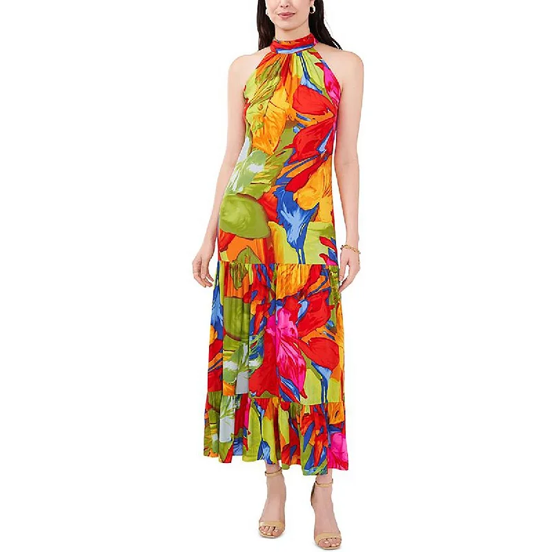 Warm and Soft Textiles Stylish Essentials MSK Womens Printed Halter Maxi Dress