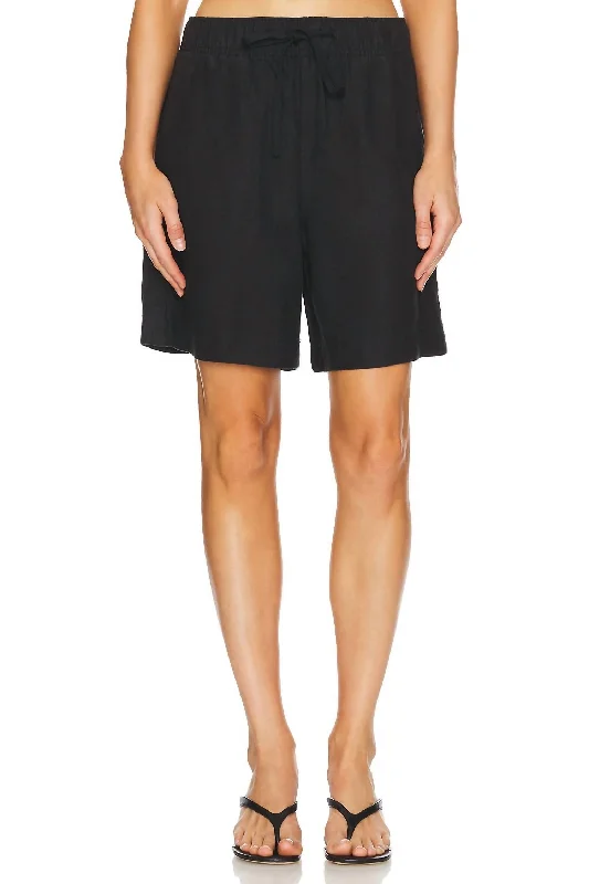 Simple Stylish Wear Comfy Wear Elastic Waist Short In Black
