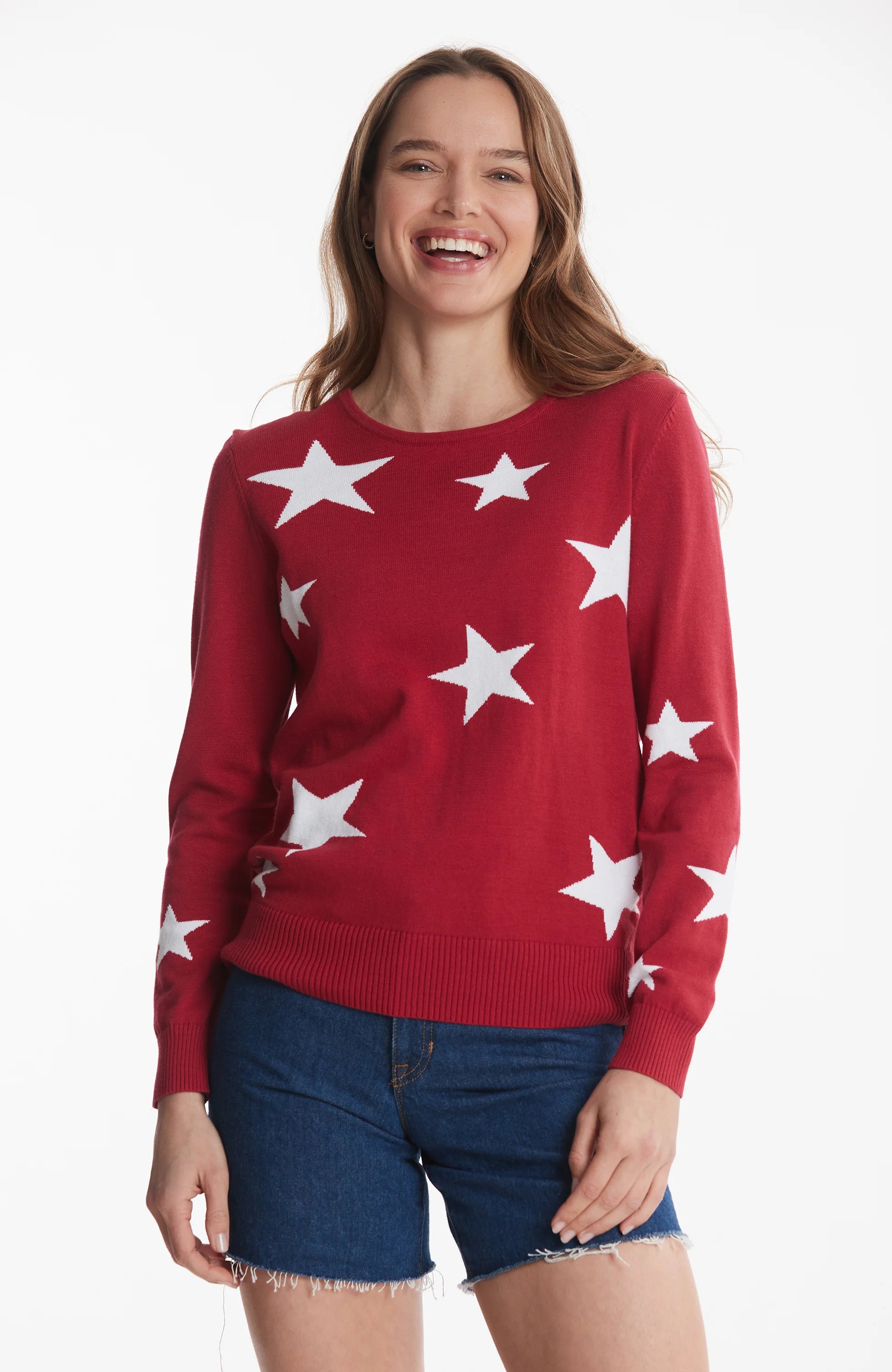 Soft and Cozy Apparel Affordable Layers Tyler Boe Star Sweater Montauk Red