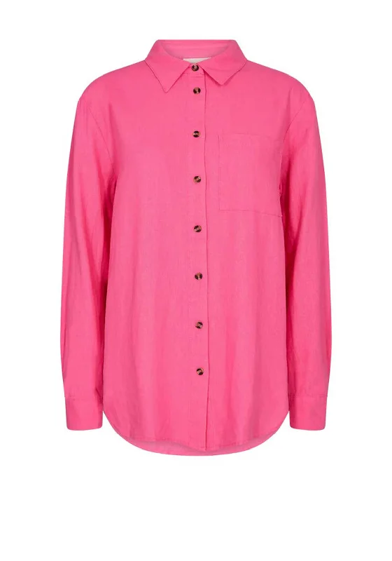Stylish Comfort Look Relaxed Fashion Freequent Lava Linen Shirt, Carmine Rose