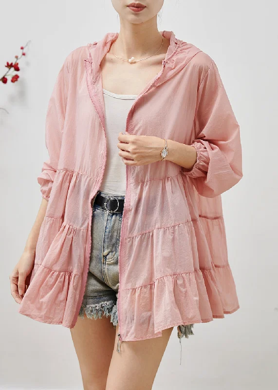 Comfortable Layered Styles Comfortable Fits Pink Spandex UPF 50+ Coats Hooded Wrinkled Summer Comfortable Layered Styles Comfortable Fits Pink Spandex UPF 50+ Coats Hooded Wrinkled Summer