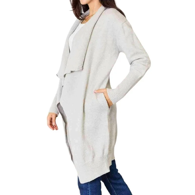 Cozy Fit Outfits Daywear Fashion Double Take - Luxurious Pocketed Duster Cardigan