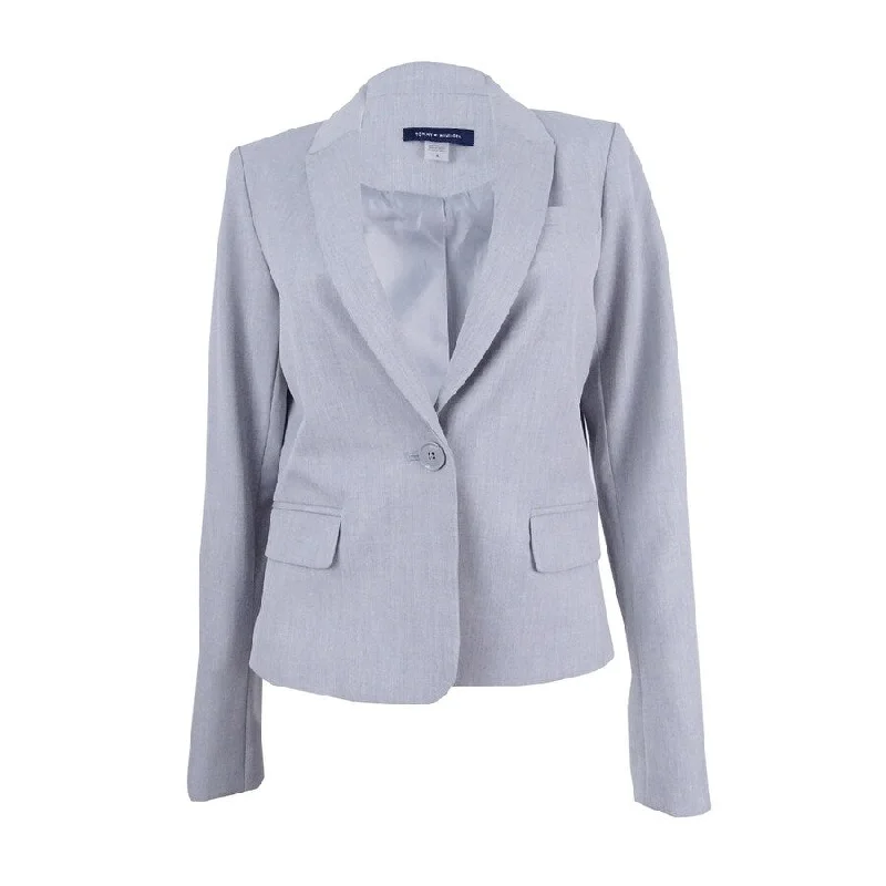 Relaxed Street Styles Cool Layers Tommy Hilfiger Women's One-Button Blazer (4, Light Grey) Relaxed Street Styles Cool Layers Tommy Hilfiger Women's One-Button Blazer (4, Light Grey)