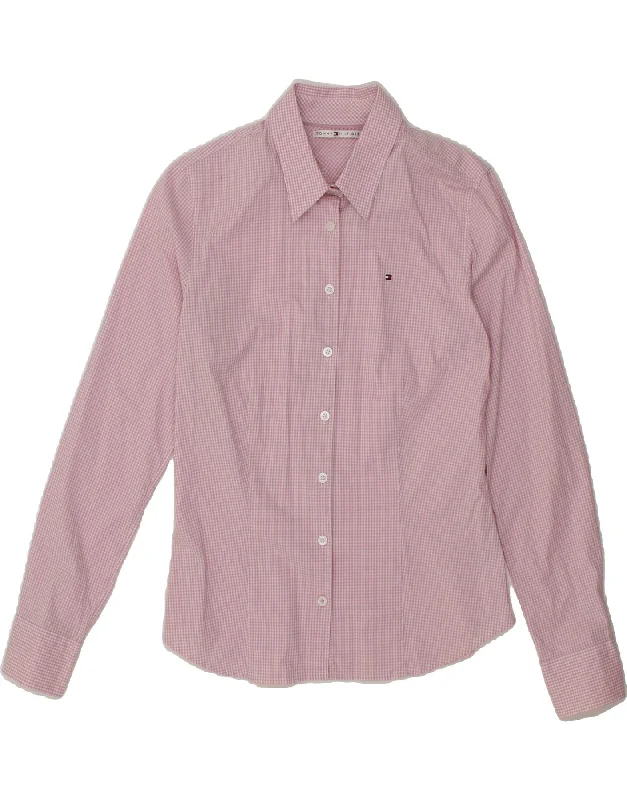 Fashion Comfort Trends Soft Fit TOMMY HILFIGER Womens Shirt US 10 Large Pink Gingham Cotton