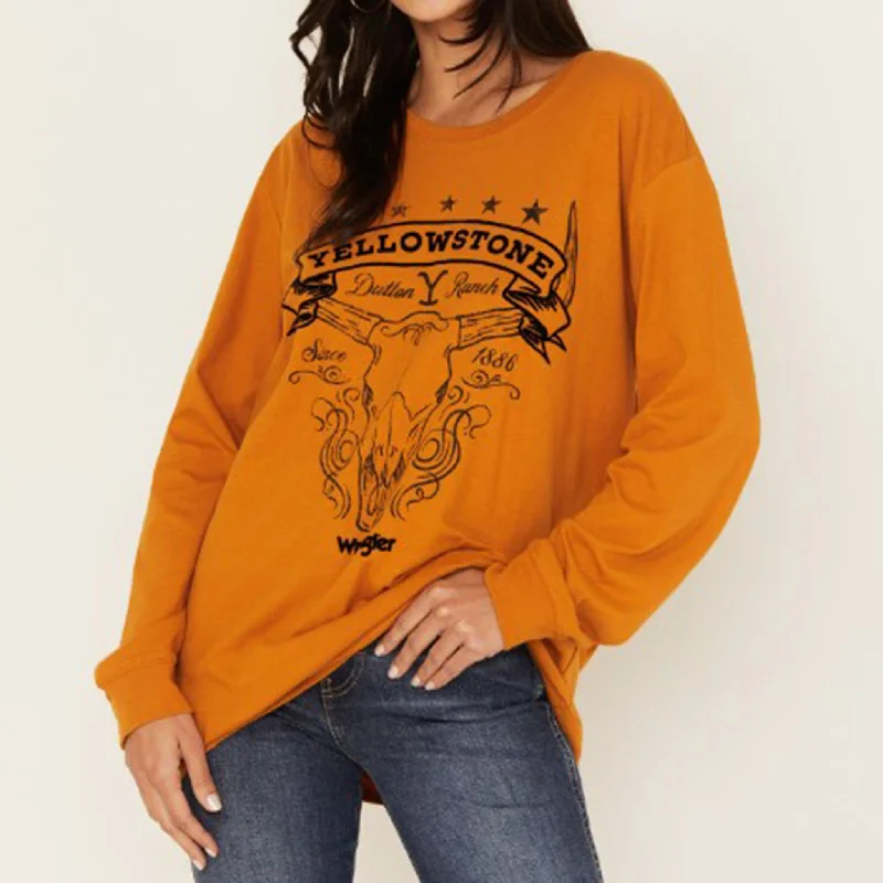 Relaxed Wear Fits Sleek Comfort Wrangler Women's Gold Yellowstone Shirt