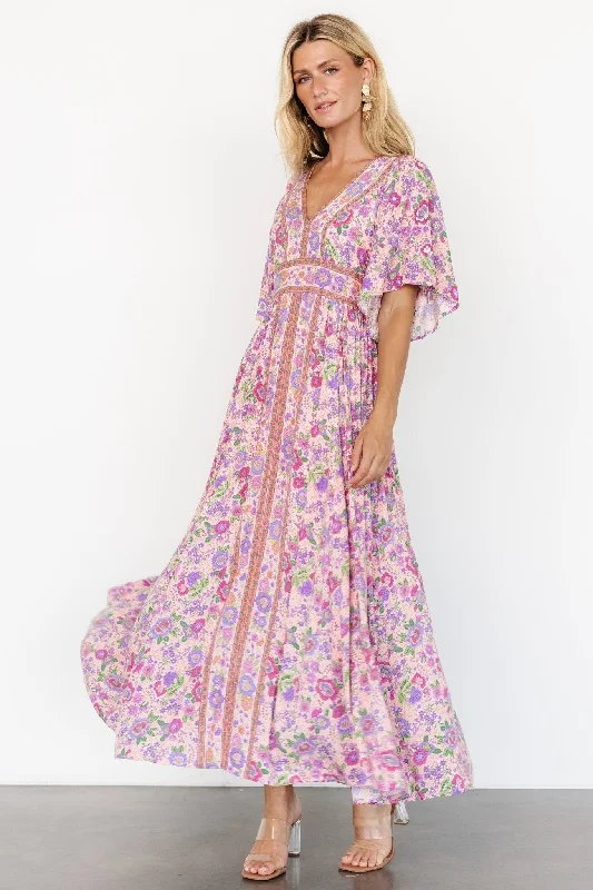 Cozy and Fashionable Modern Daywear Elissa Maxi Dress | Pink Multi Floral