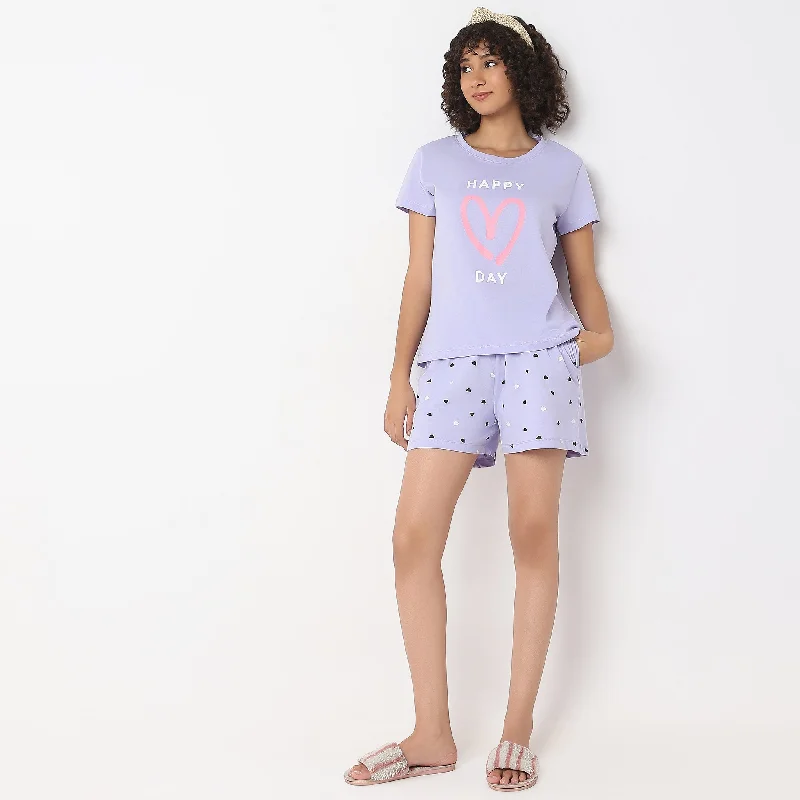 Affordable Layers Simple Comfortwear Regular Fit Printed Lounge T-Shirt