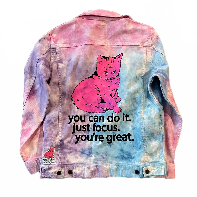 Comfortable Fashion Choices Trendy Vibes Focus Cat Tie Dye Denim Jacket - Cotton Candy (Unisex) Comfortable Fashion Choices Trendy Vibes Focus Cat Tie Dye Denim Jacket - Cotton Candy (Unisex)