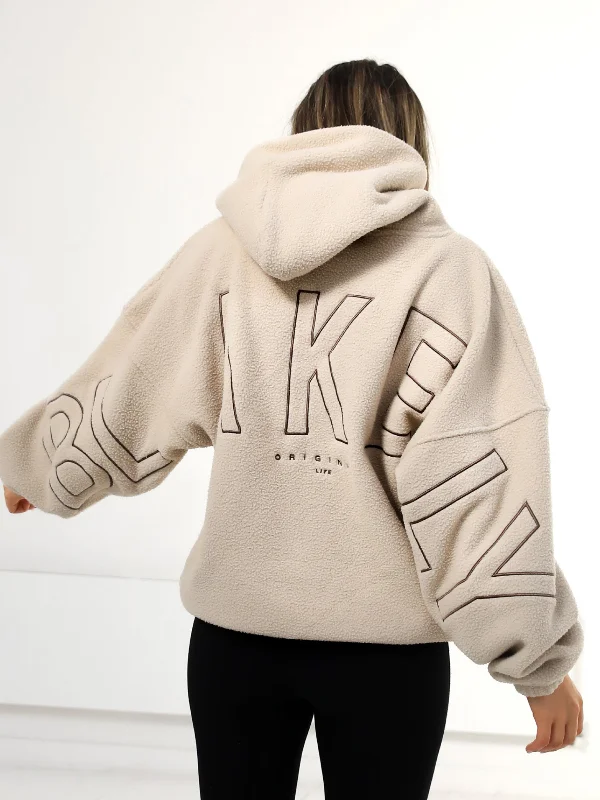 Effortless Chic Style Cozy Textures Borg Isabel Oversized Hoodie - Tan