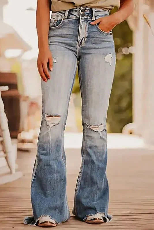 Trendy Cozy Apparel Trendy Vibes Distressed Raw Hem Bootcut Jeans
