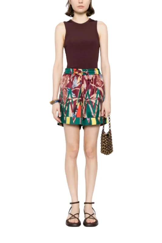 Affordable Smart Styles Relaxed Pieces Aloe Shorts In Burgundy Floral