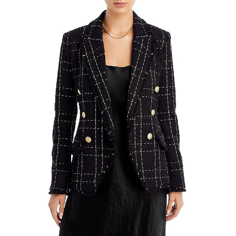 Effortless Soft Layers Relaxed Dressing L'Agence Womens Kenzie Tweed Fringe One-Button Blazer Effortless Soft Layers Relaxed Dressing L'Agence Womens Kenzie Tweed Fringe One-Button Blazer