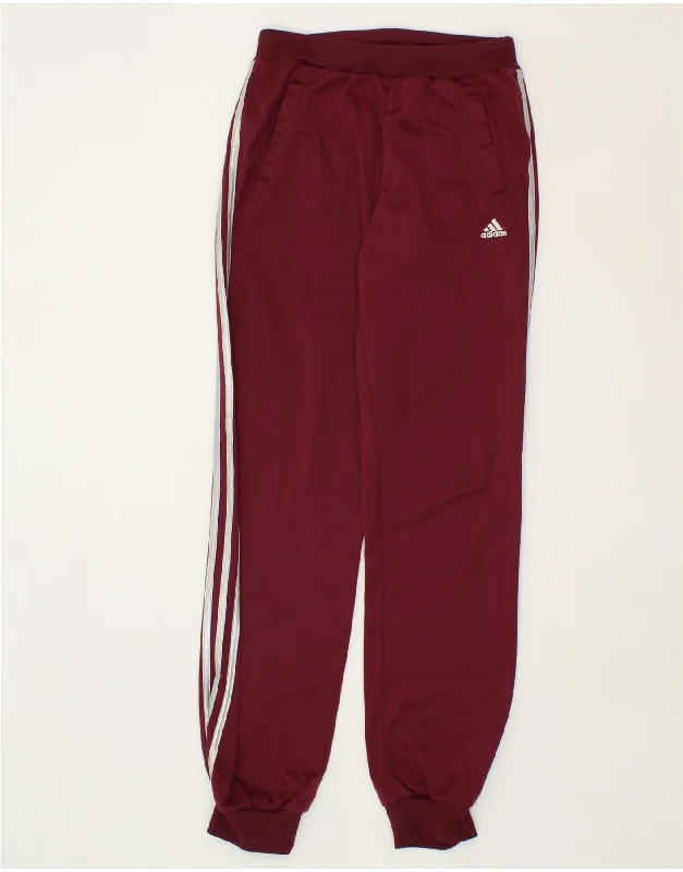 ADIDAS Womens Tracksuit Trousers Joggers UK 16 Large Maroon Polyester