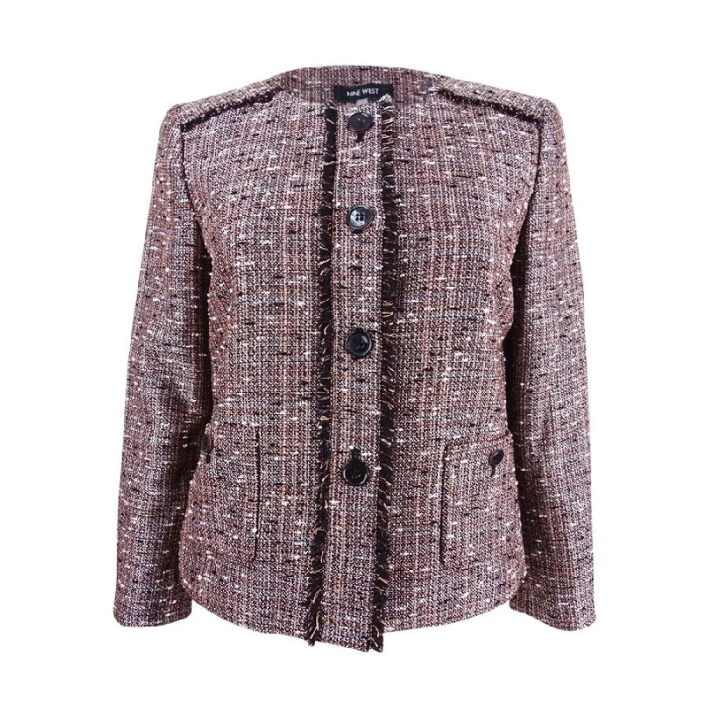 Simple Chic Wear Soft Fashion Nine West Women's Tweed 3/4-Sleeve Blazer