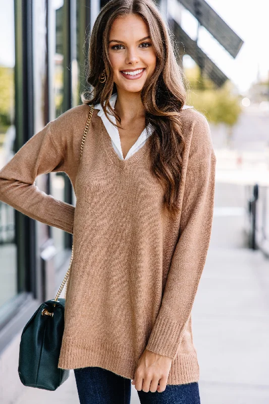 Top Of The Class Camel Brown Sweater