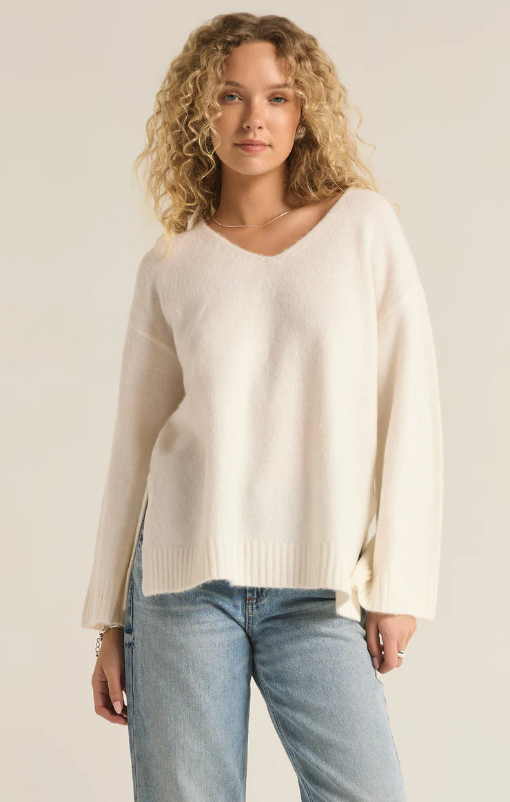 Z Supply Modern V-Neck Sweater Sea Salt