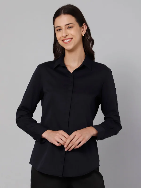 Relaxed and Fashionable Budgeted Fashion Women's Formal Slim Fit Navy Blue Regular Full Sleeve Shirt Relaxed and Fashionable Budgeted Fashion Women's Formal Slim Fit Navy Blue Regular Full Sleeve Shirt
