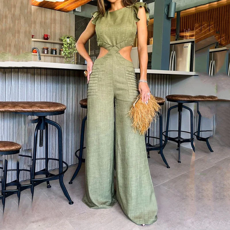 Relaxed Fit Choices Effortless Comfort Sexy Summer Ruffled Design Jumpsuits for Women