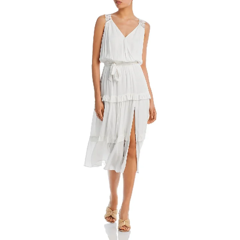 Soft Layers Clothing Versatile Comfortwear Paige Womens Riviera Lace Trim Long Maxi Dress