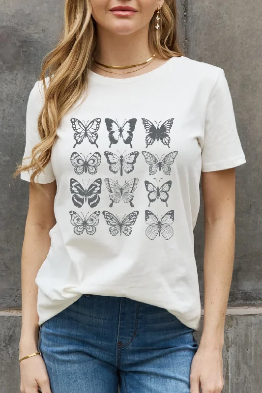Trendy Easywear Day-to-day Comfort Simply Love Butterfly Graphic Cotton T-Shirt