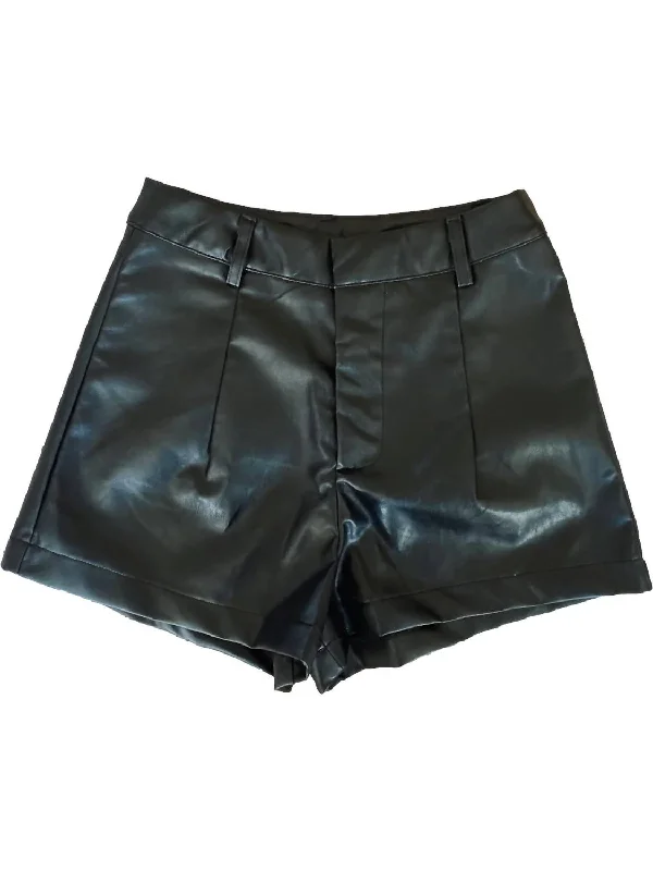 Casual Comfort Clothing Modern Daywear Women's Vegan Leather Shorts In Black