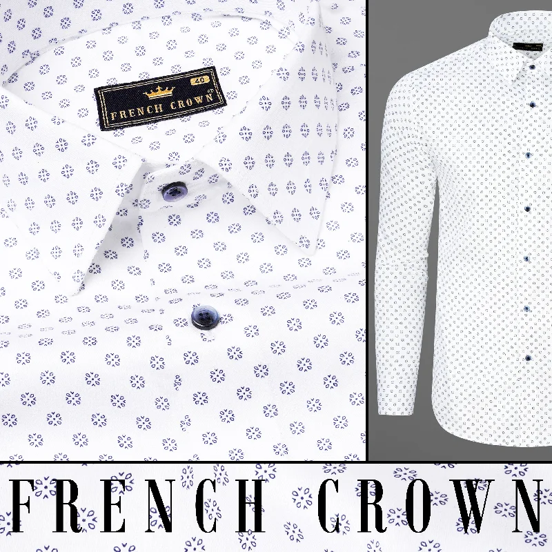 Warm Comfortable Pieces Chic and Cozy Bright White with Twilight Printed Premium Cotton Shirt